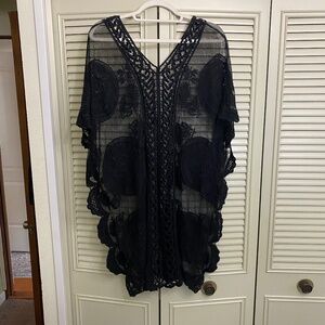 NWOT Boho Black Lace Cover Up (One-Size)